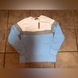 Amazon Blue, Gray, and White Crewneck Sweater